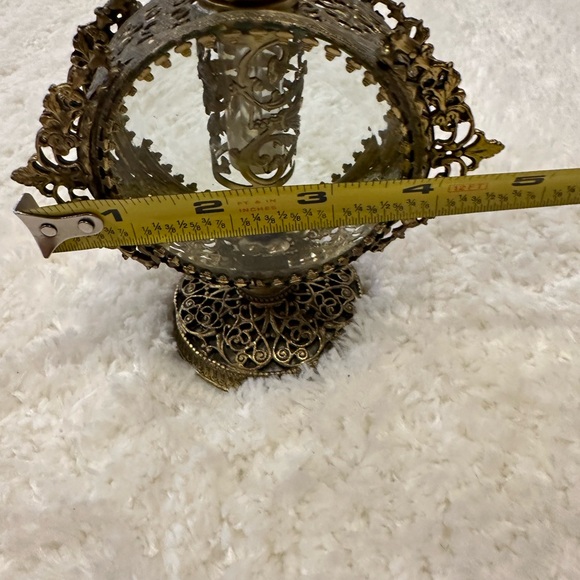 Vintage Stylebuilt NY Gold Ormolu Filigree Ornate Rose Perfume Bottle - Picture 14 of 14